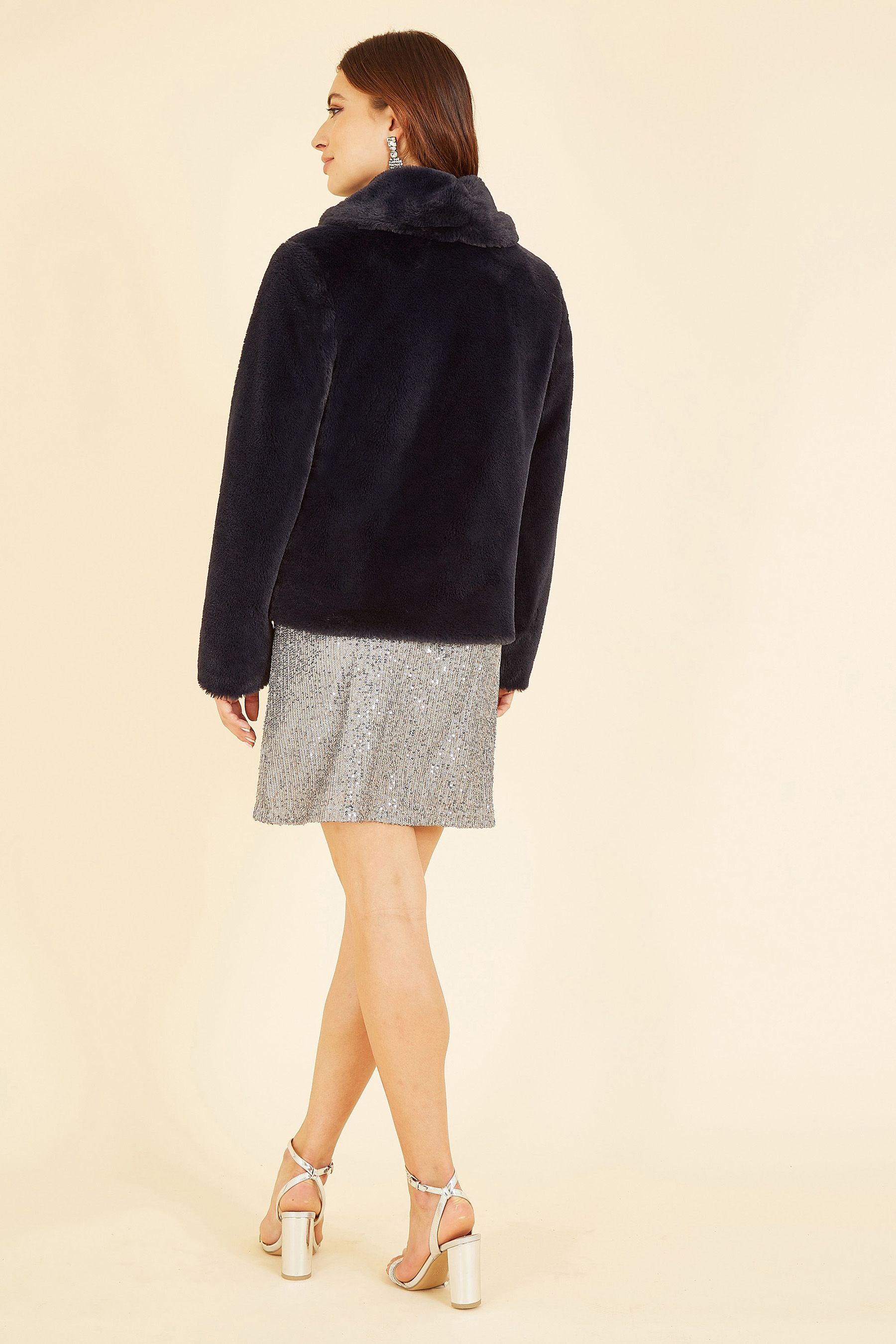 Buy Yumi Black Short Wrap Faux Fur Coat from Next Luxembourg