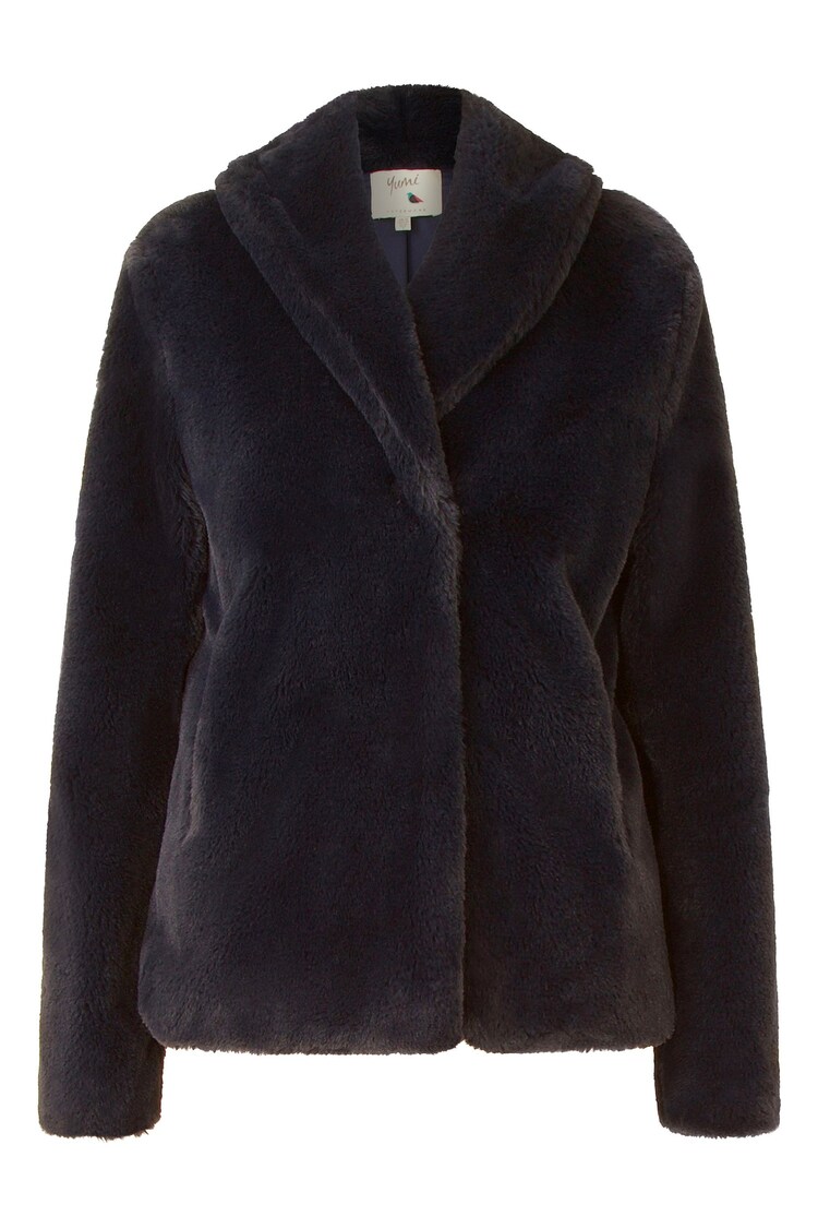 Yumi Black Faux Fur Short Jacket