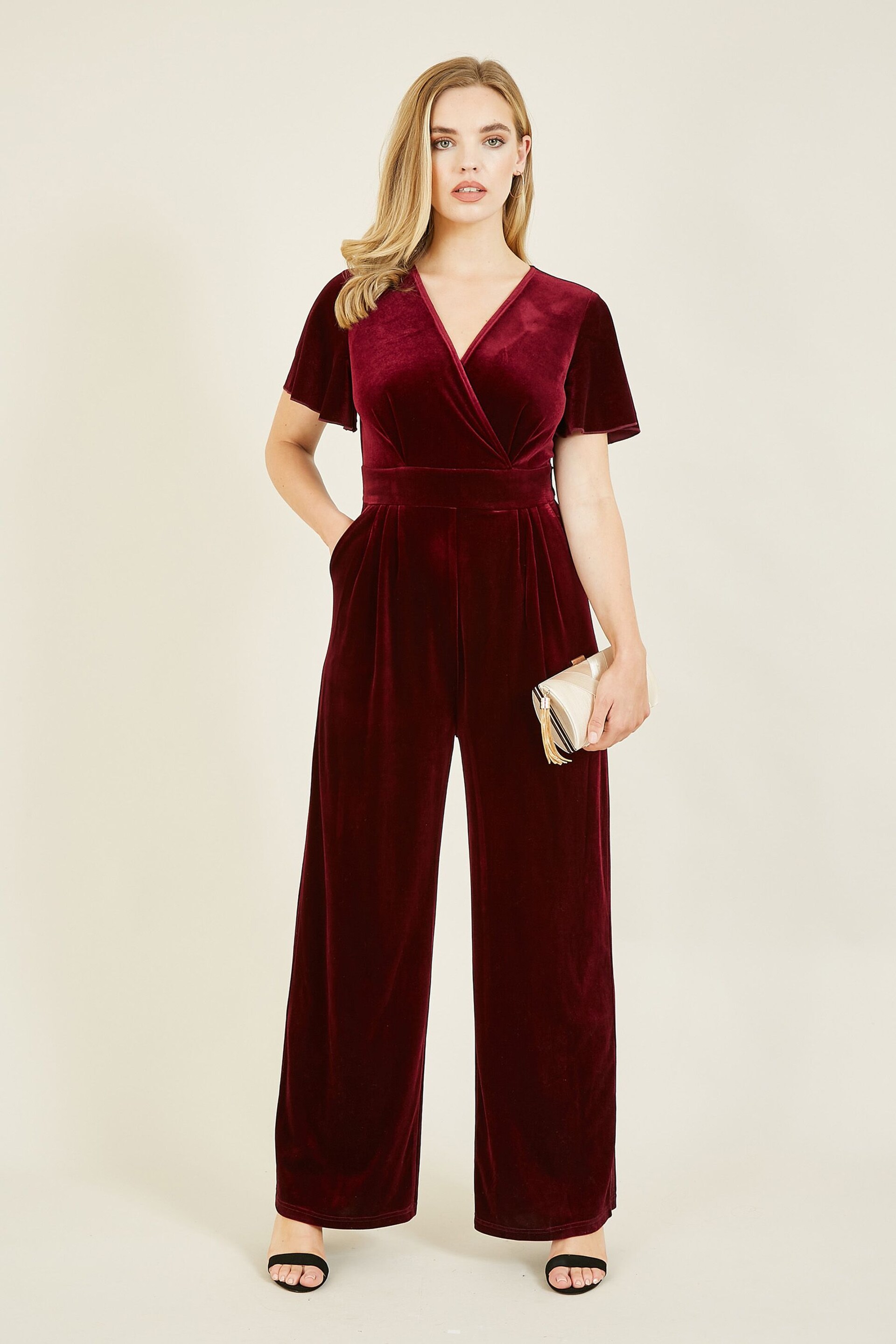 Yumi Purple Jumpsuit With Angel Sleeves - Image 1 of 4