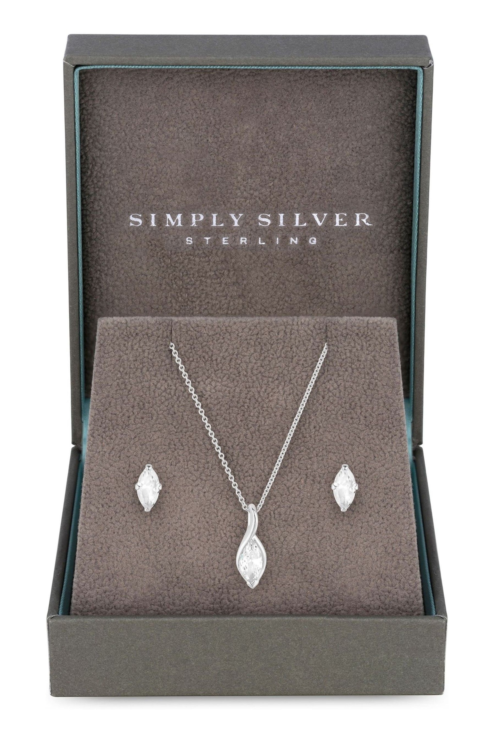 Simply Silver Silver Marquisse Navette Set - Image 1 of 1