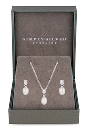 Simply Silver Silver Freshwater Pearl And Cubic Zirconia Set - Image 1 of 4