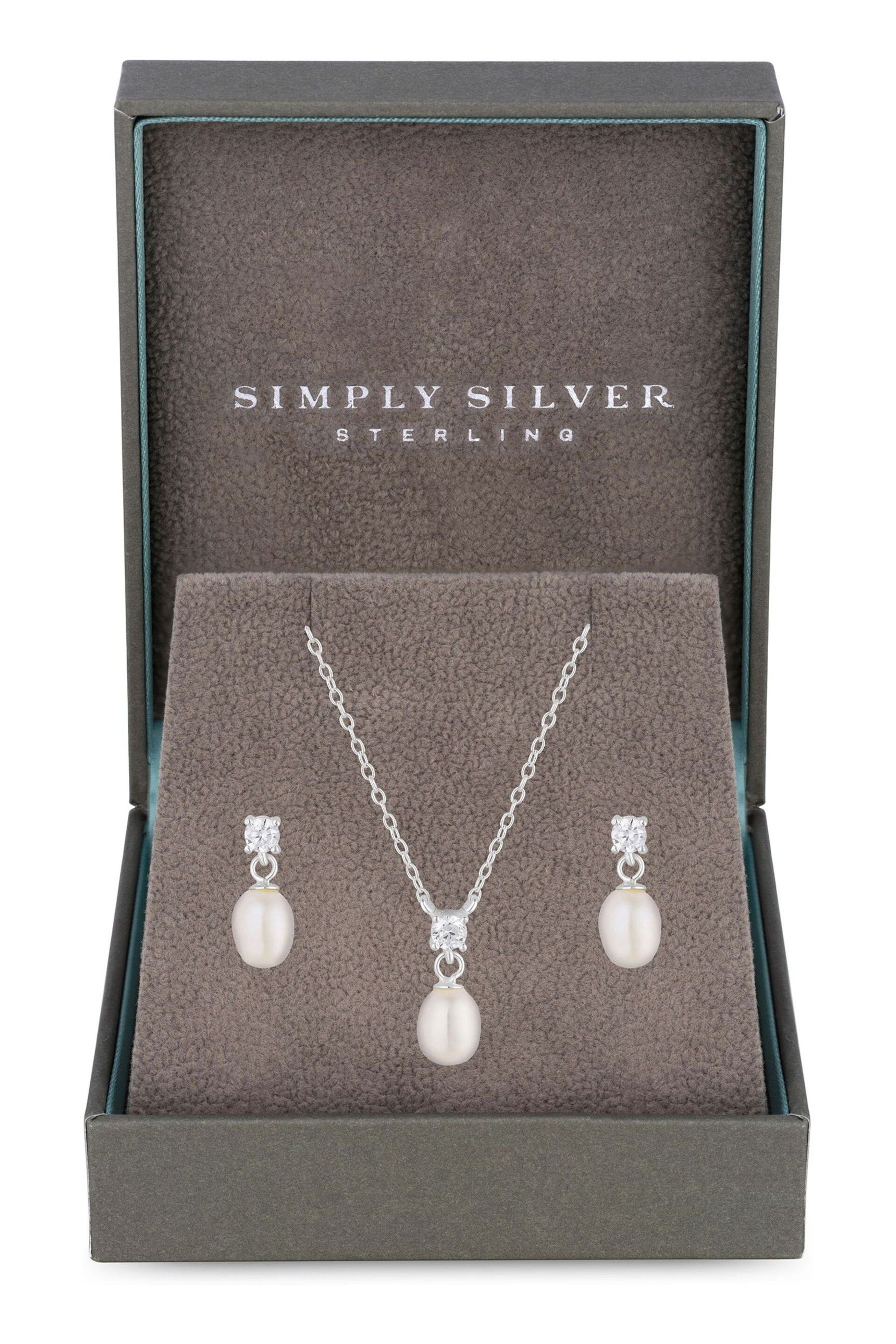 Simply Silver Silver Freshwater Pearl And Cubic Zirconia Set - Image 1 of 4