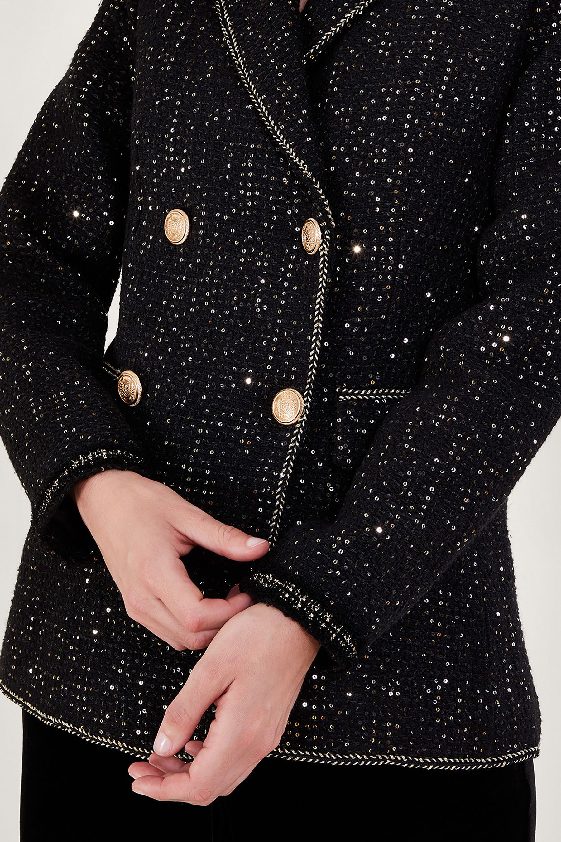 Buy Monsoon Black Poppy Tweed Jacket from Next Luxembourg