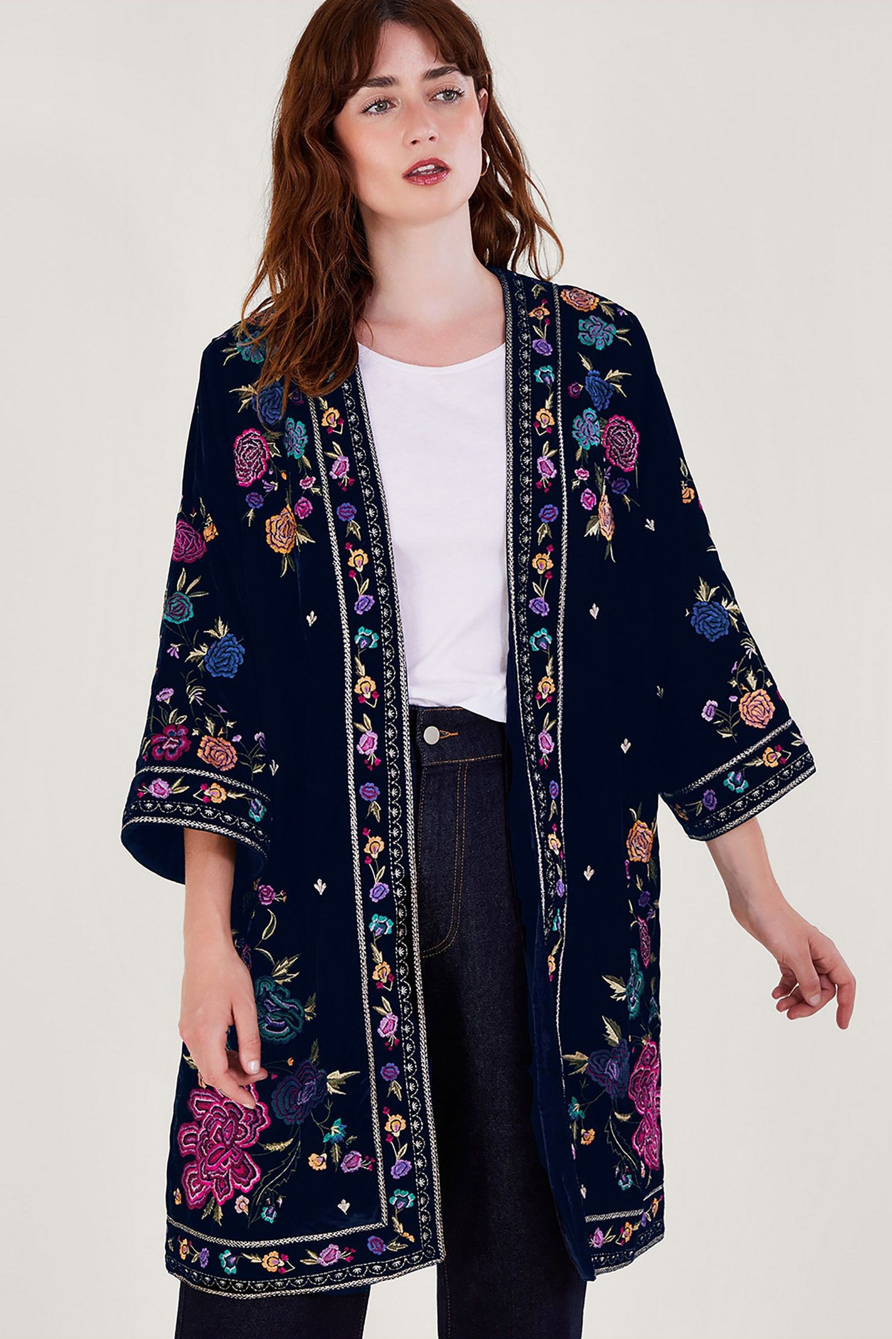 Buy Monsoon Blue Freya Embroidered Kimono from Next Ireland