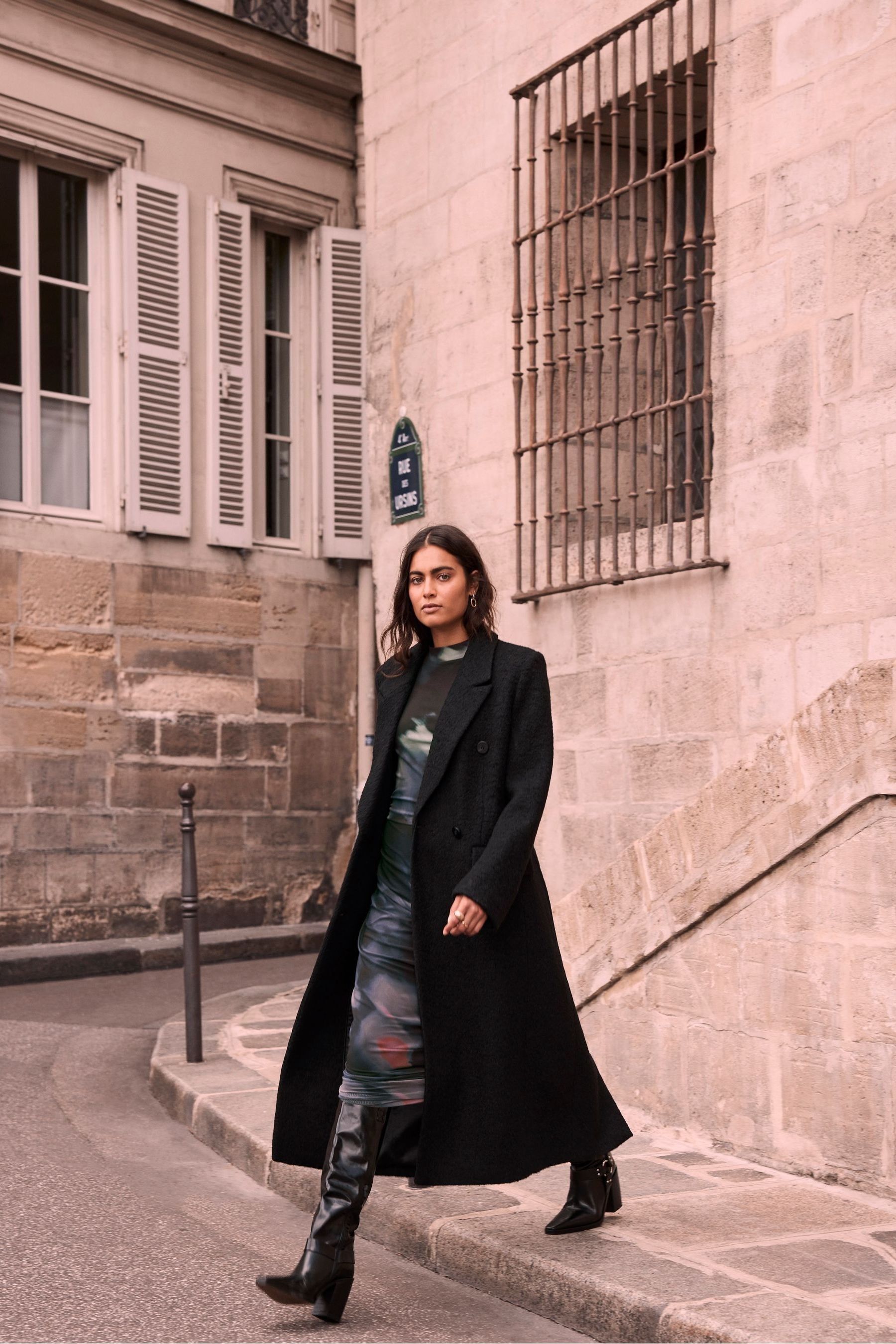 Buy Mint Velvet Black Boucle Long Coat from Next Belgium