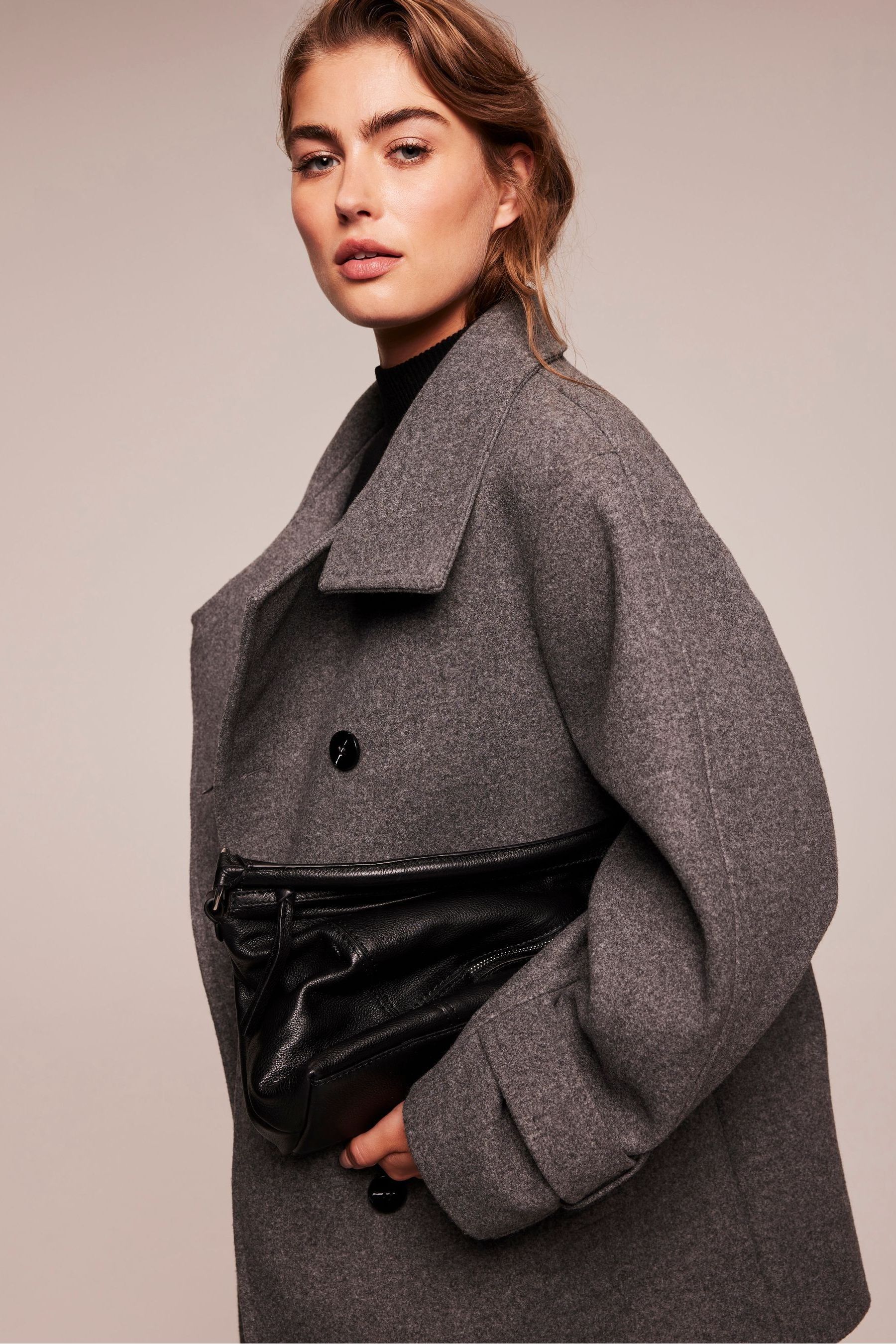 Mint velvet grey funnel neck coat deals