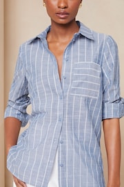 Lipsy Blue Stripe Collared Button Through Shirt - Image 4 of 4