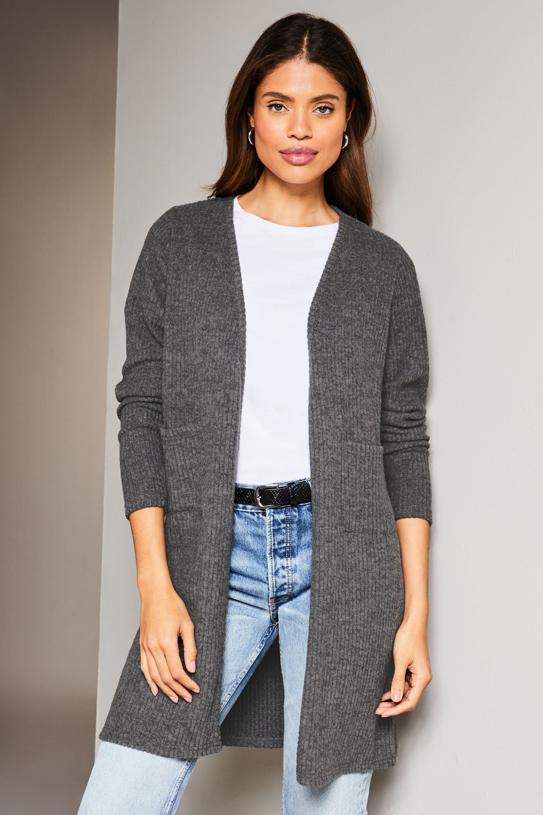 Buy Lipsy Grey Midi Cosy Cardigan from Next Oman