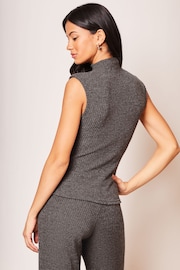 Lipsy Grey Cosy High Neck Knitted Vest Top - Image 2 of 4