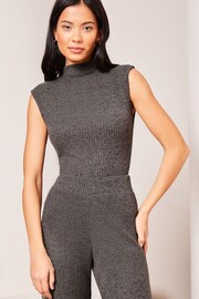 Lipsy Grey Cosy High Neck Knitted Vest Top - Image 4 of 4