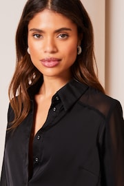 Lipsy Black Satin Sleeve Button Through Shirt - Image 4 of 4