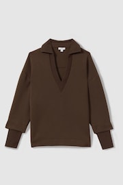 Reiss Chocolate Bernie Relaxed Open-Collar Jumper - Image 2 of 5