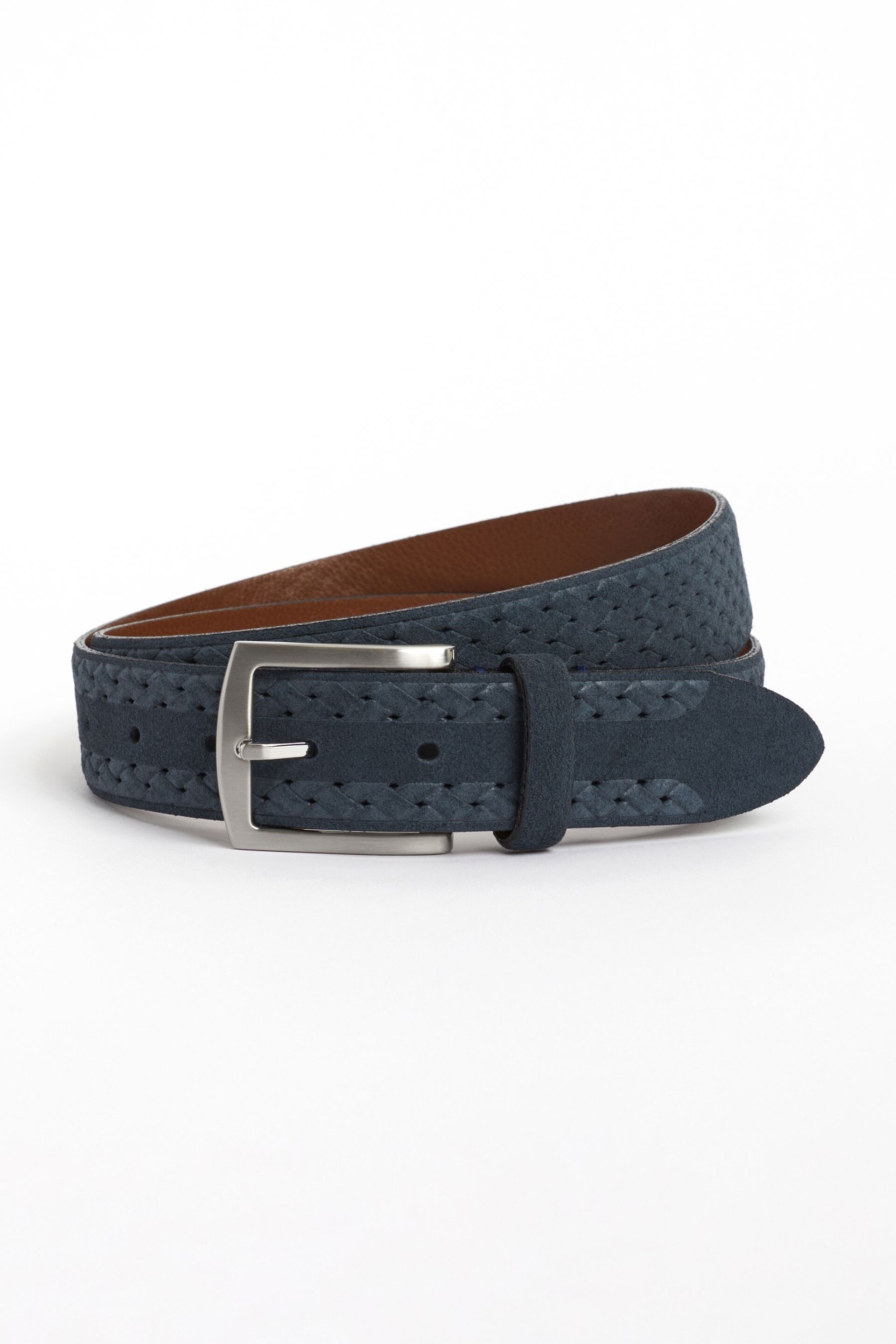 Navy Blue Signature Suede Textured Belt - Image 2 of 5