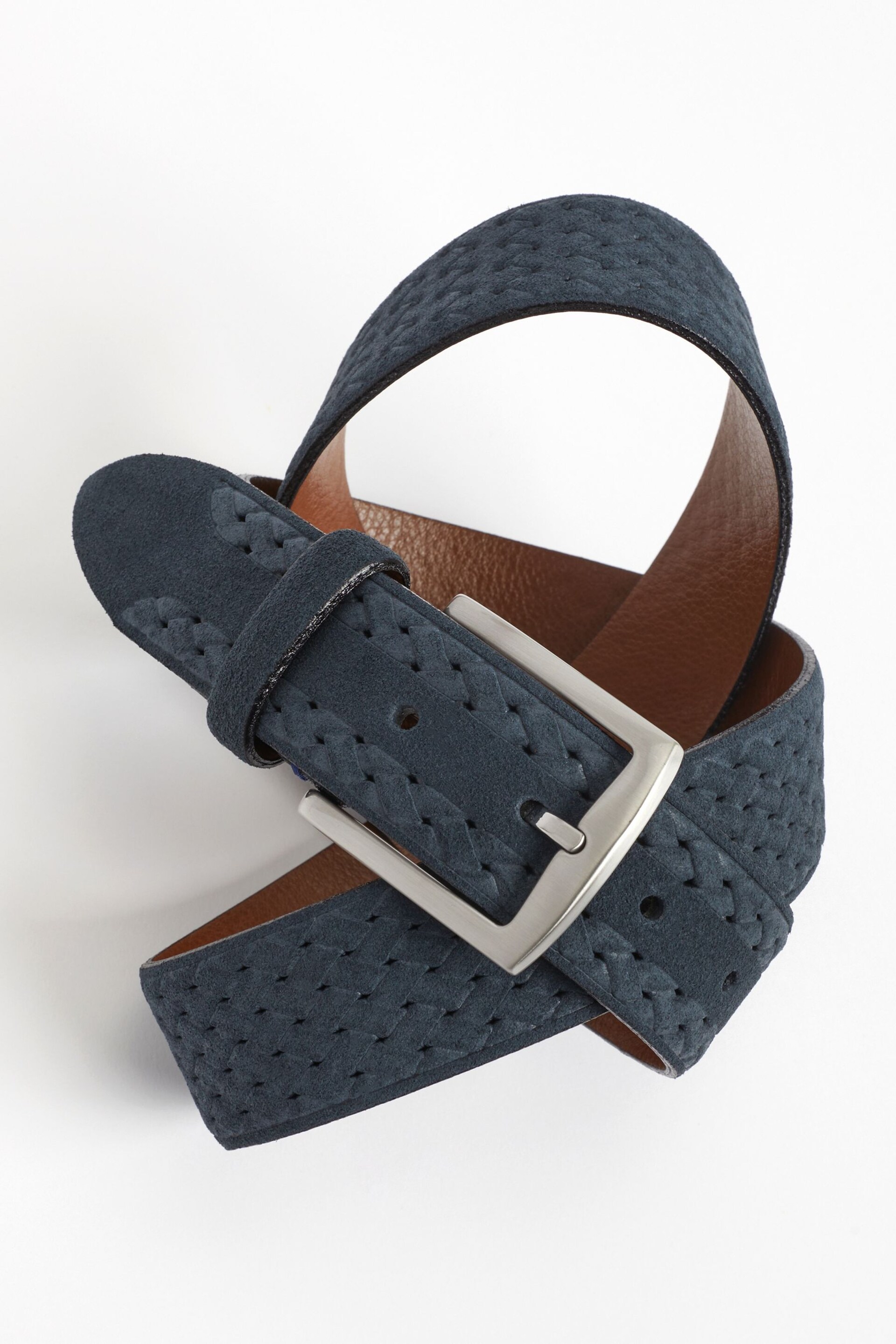 Navy Blue Signature Suede Textured Belt - Image 3 of 5