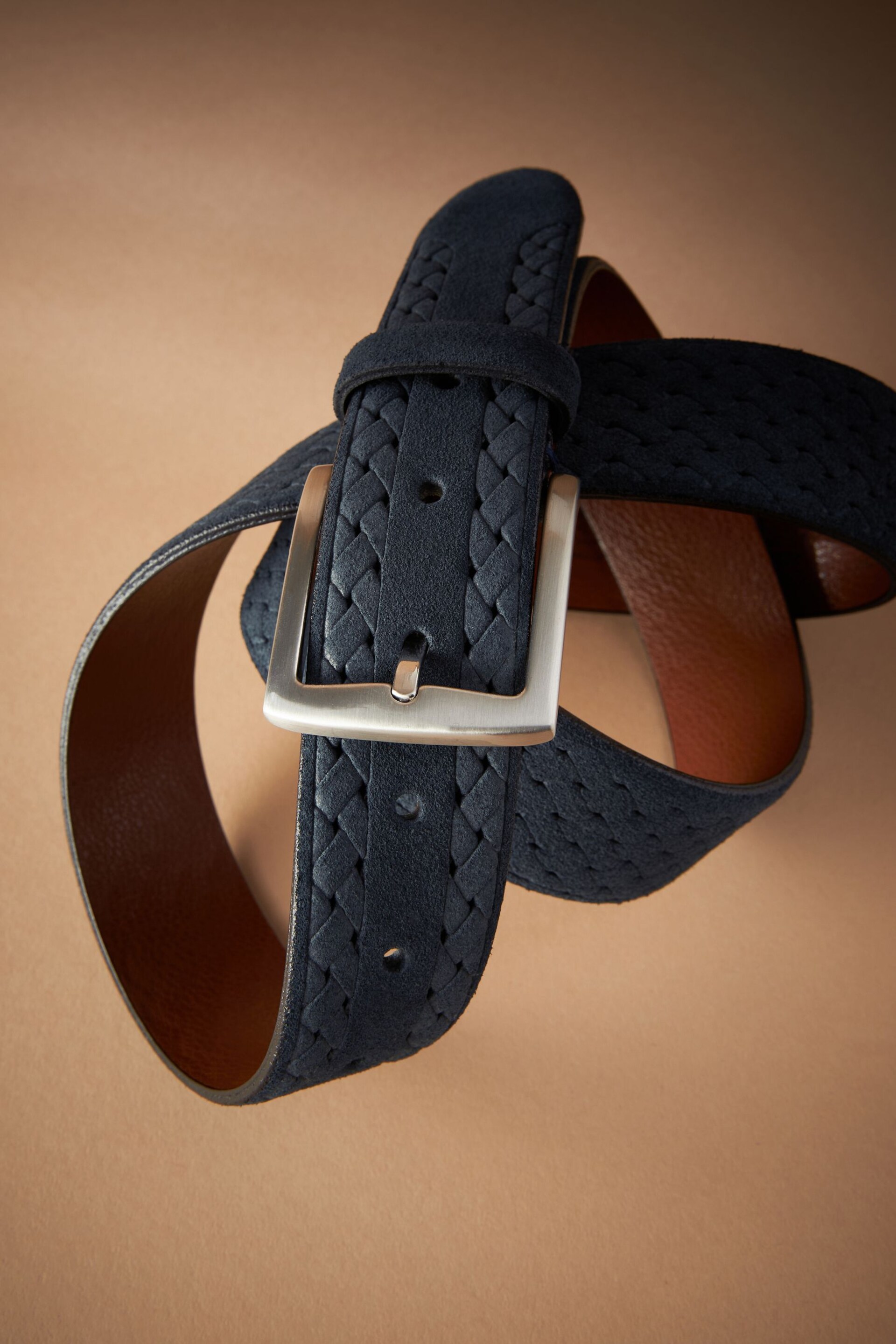 Navy Blue Signature Suede Textured Belt - Image 5 of 5