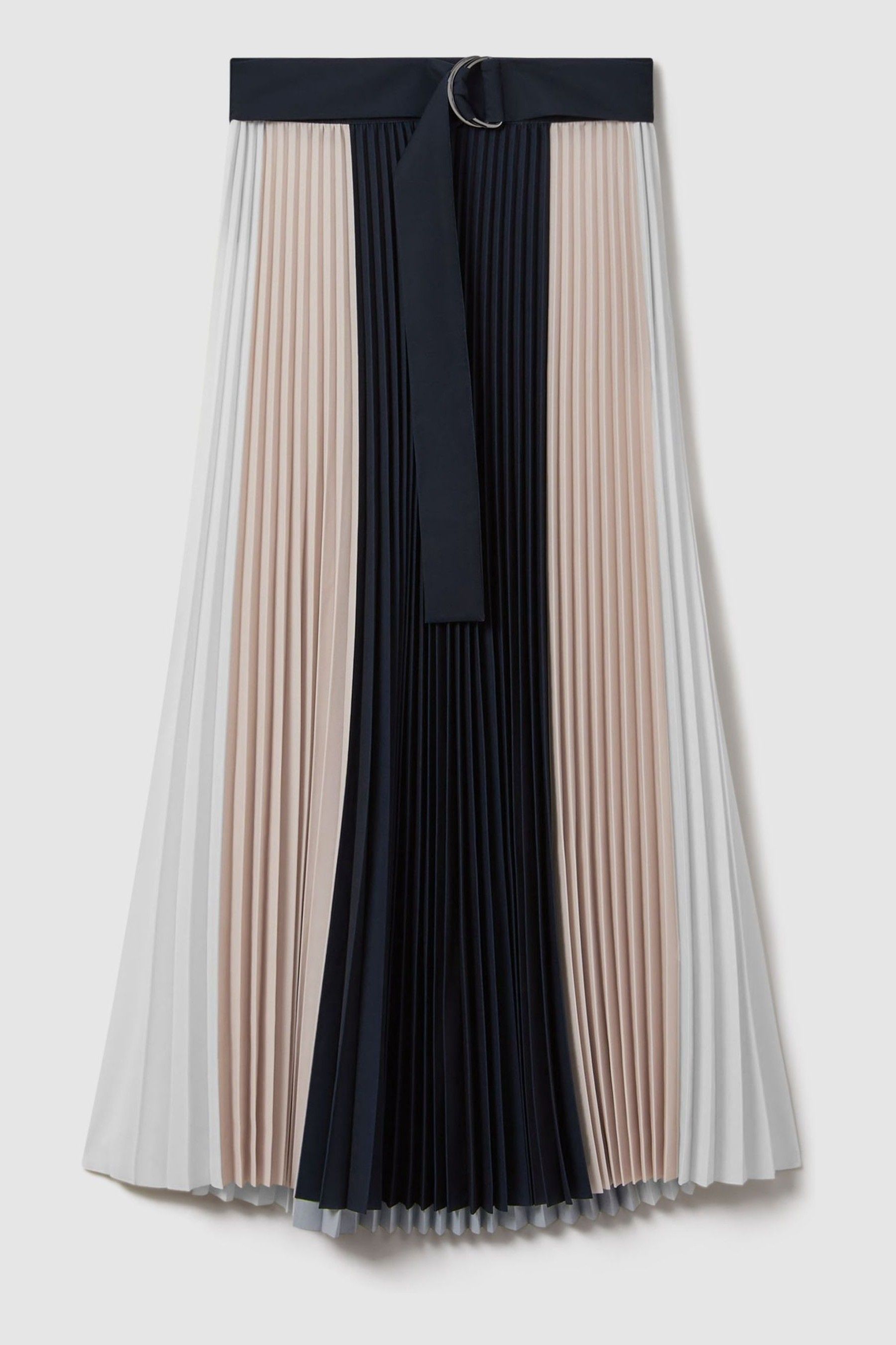 Buy Reiss Navy Nude Ava Colourblock Pleated Midi Skirt from Next Luxembourg