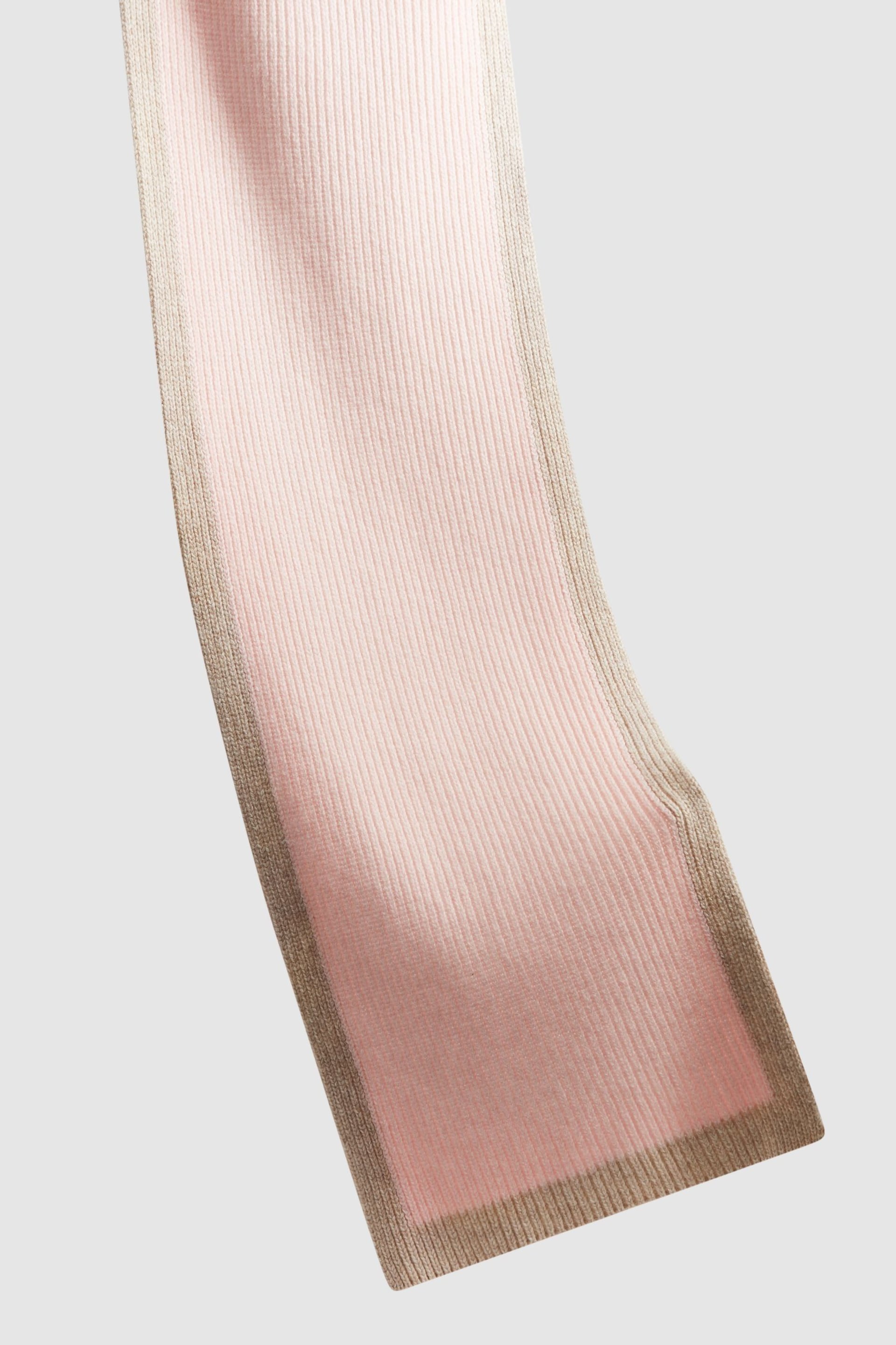 Reiss Pink Harper Wool Ribbed Scarf - Image 4 of 4