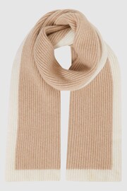 Reiss Camel Harper Wool Ribbed Scarf - Image 4 of 5