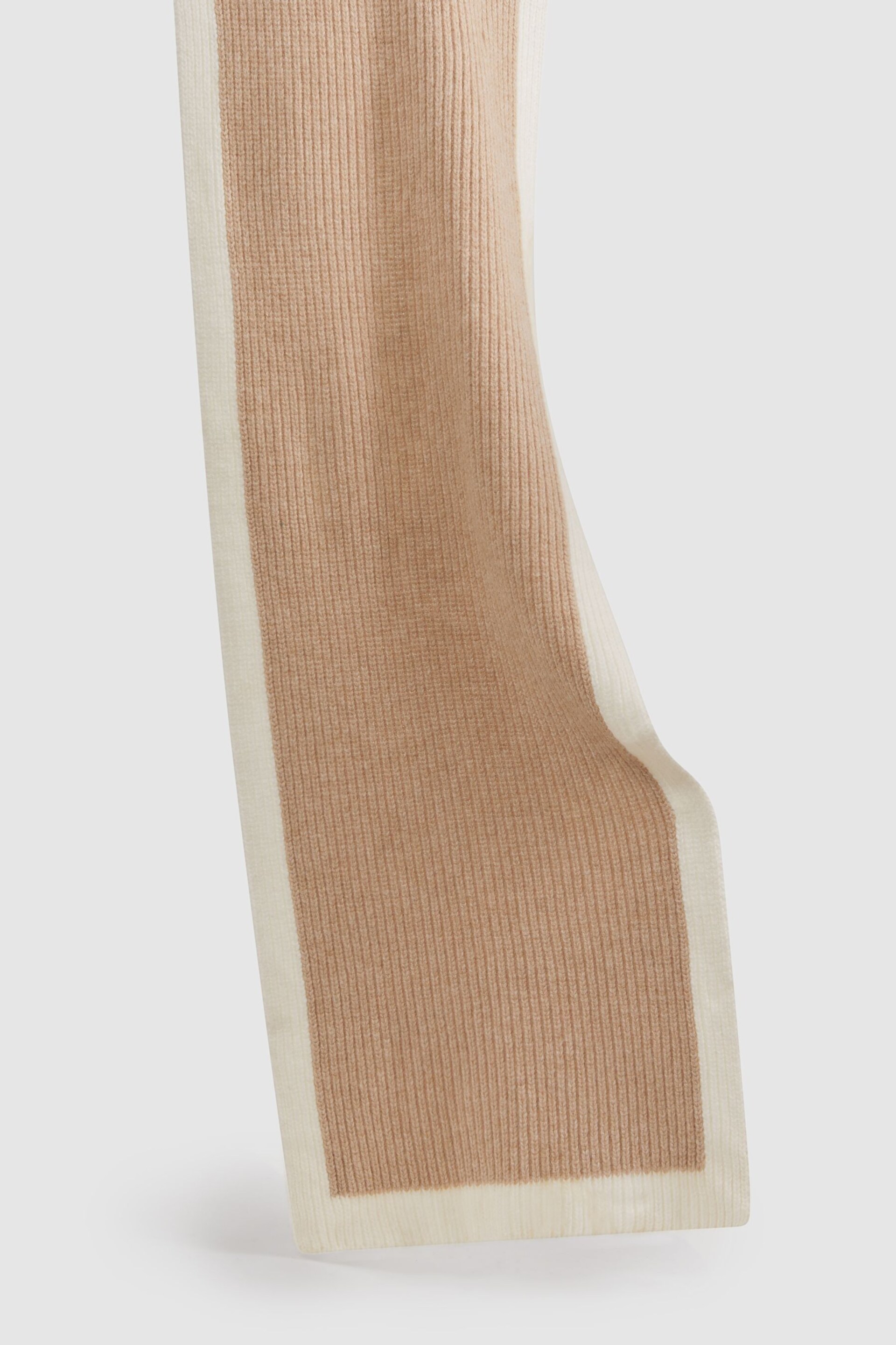 Reiss Camel Harper Wool Ribbed Scarf - Image 5 of 5