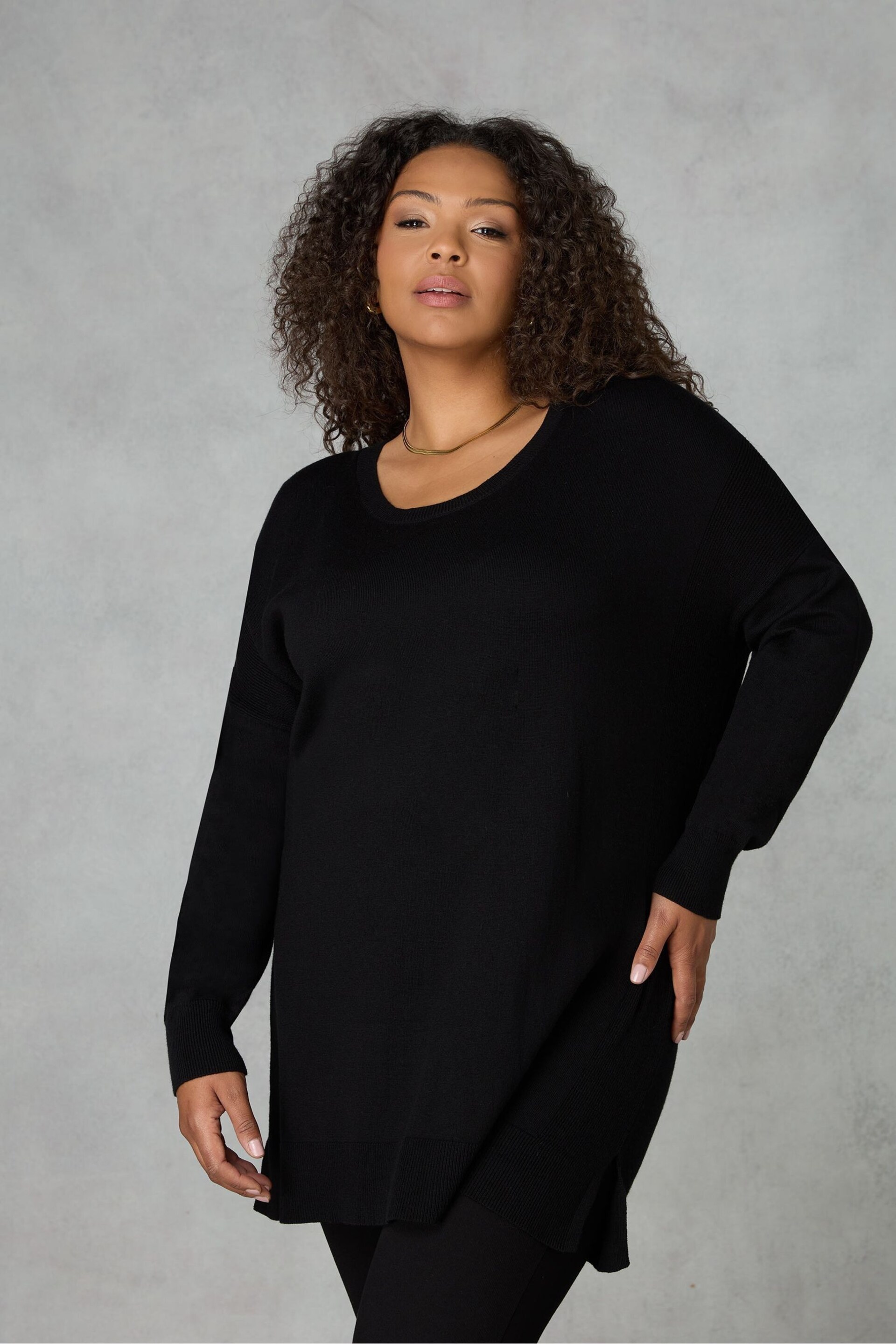 Live Unlimited Curve Knitted Black Tunic - Image 1 of 4