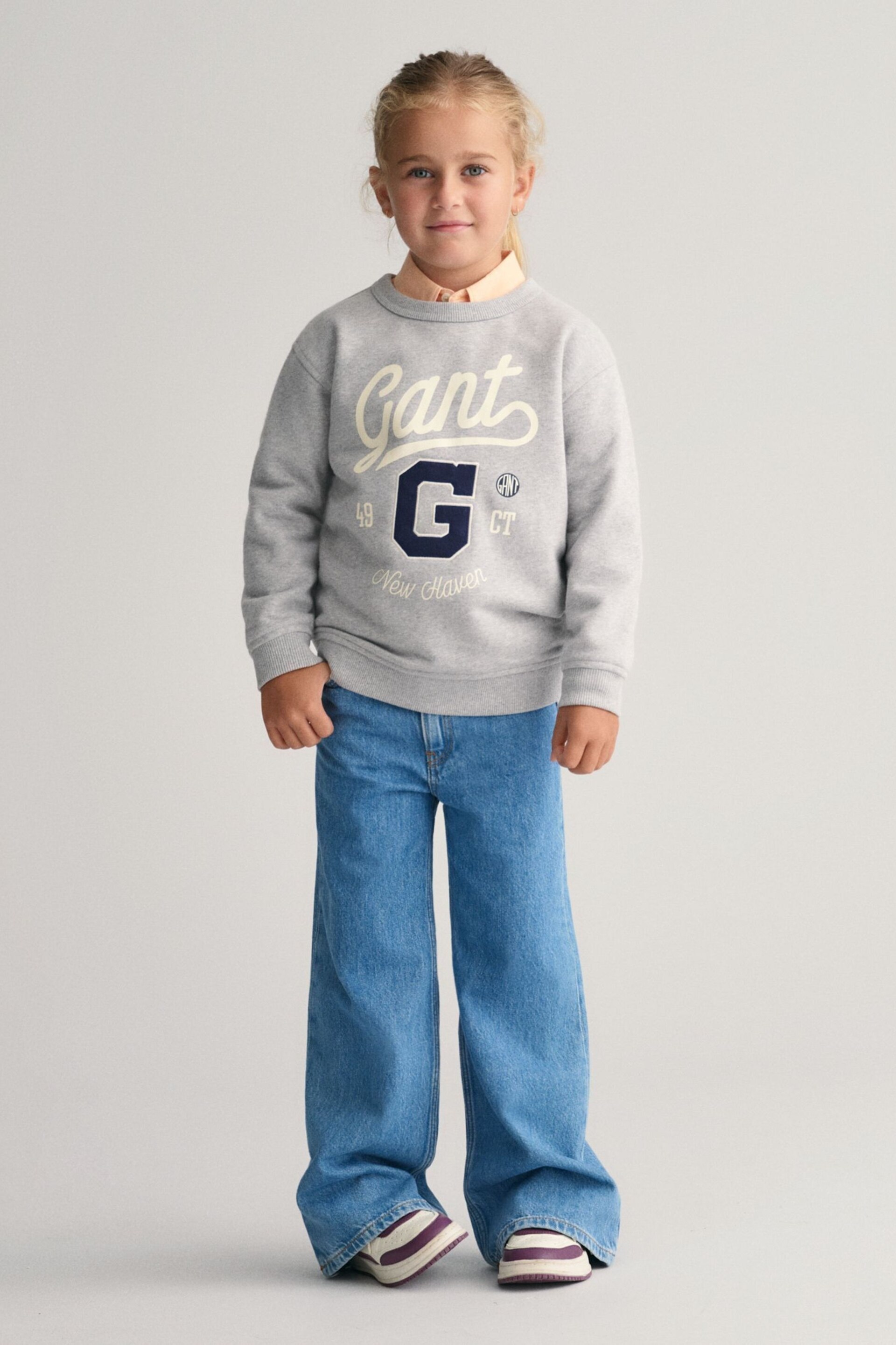 GANT Kids Grey Graphic Crew Neck Sweatshirt - Image 3 of 7