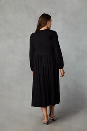 Live Unlimited Petite Curve Jersey Nehru Collar Relaxed Black Dress - Image 2 of 5