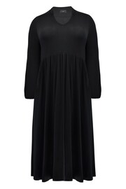 Live Unlimited Petite Curve Jersey Nehru Collar Relaxed Black Dress - Image 5 of 5