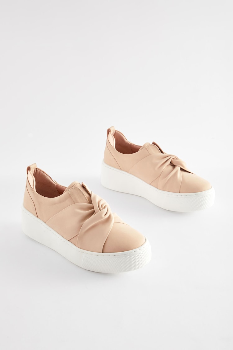 Nude Signature Forever Comfort® Leather Chunky Wedge Platform Trainers - Image 1 of 6