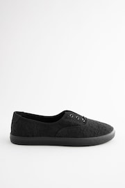 Black Embroidered Forever Comfort® Laceless Canvas Slip-On Trainers - Image 4 of 7