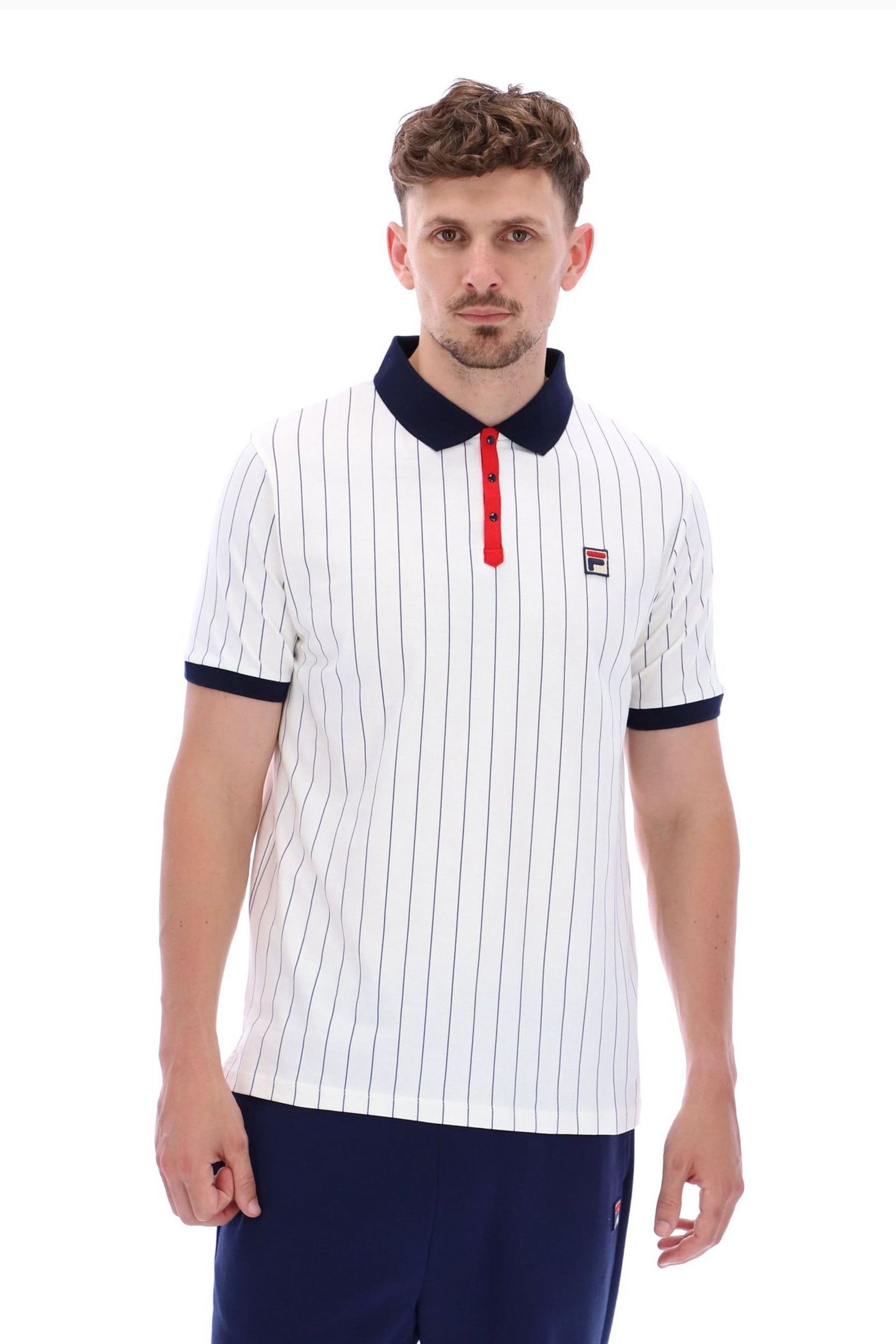 Buy Fila White Bb1 Classic Vintage Striped 100 Cotton Polo Shirt from Next Luxembourg