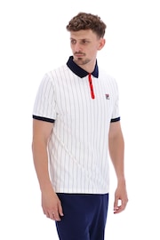 Fila White Bb1 Classic Vintage Striped Polo Shirt - Image 4 of 6