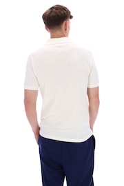 Fila Cream Rufus Texture Stripe Polo Shirt - Image 2 of 6