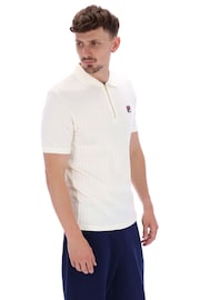 Fila Cream Rufus Texture Stripe Polo Shirt - Image 3 of 6