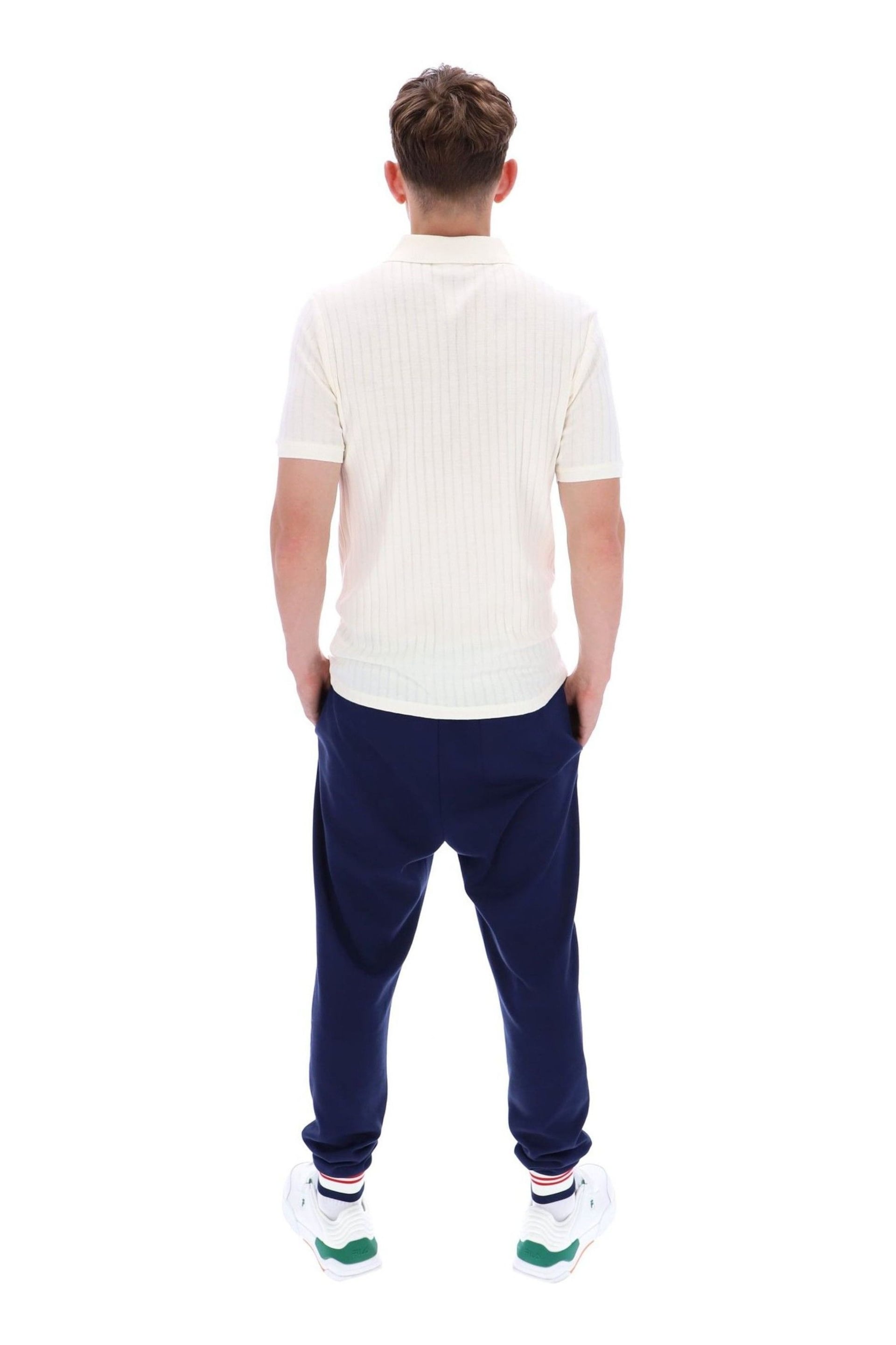 Fila Cream Rufus Texture Stripe Polo Shirt - Image 5 of 6