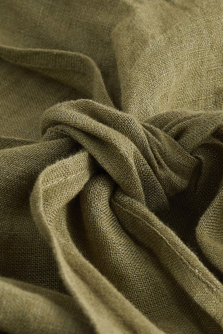 Khaki Green Premium 100% Linen Tie Top - Image 7 of 7