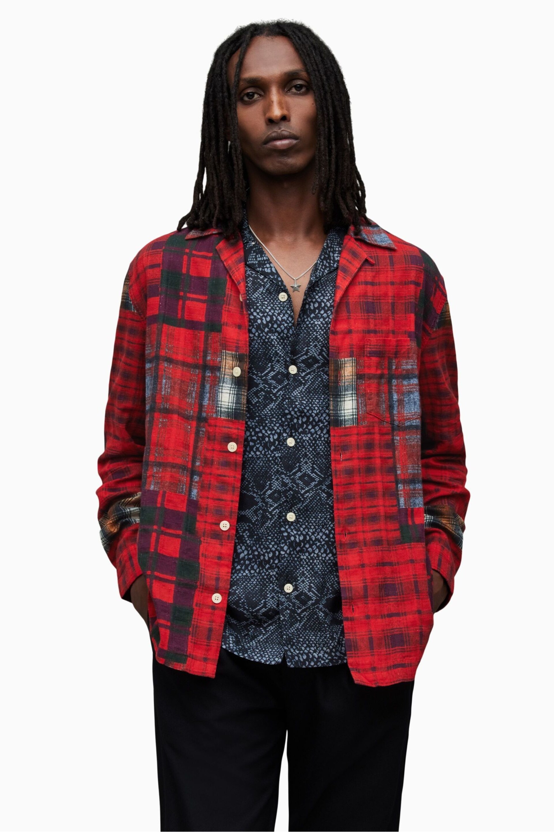 AllSaints Red Carreaux Shirt - Image 3 of 7