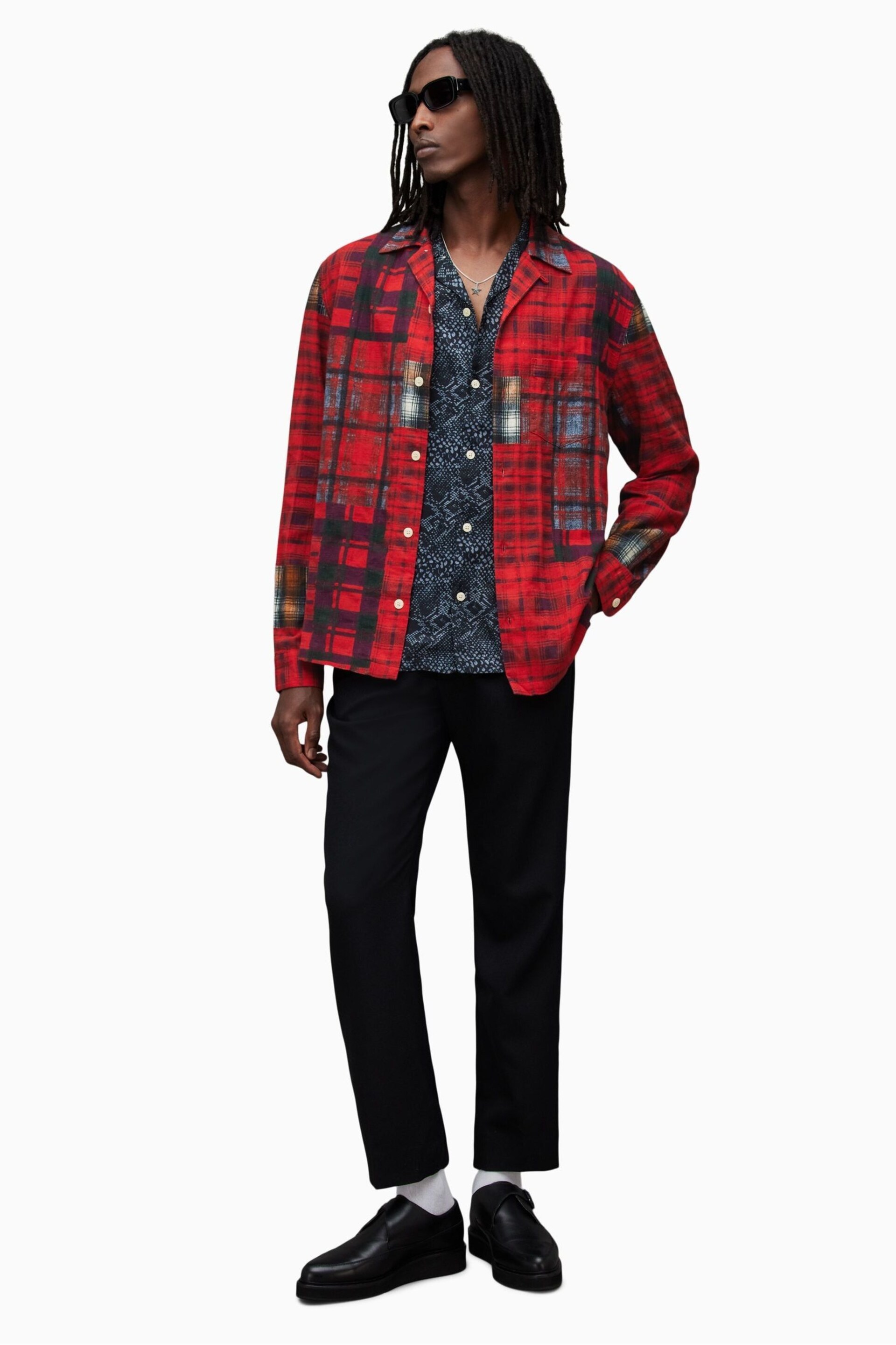 AllSaints Red Carreaux Shirt - Image 5 of 7