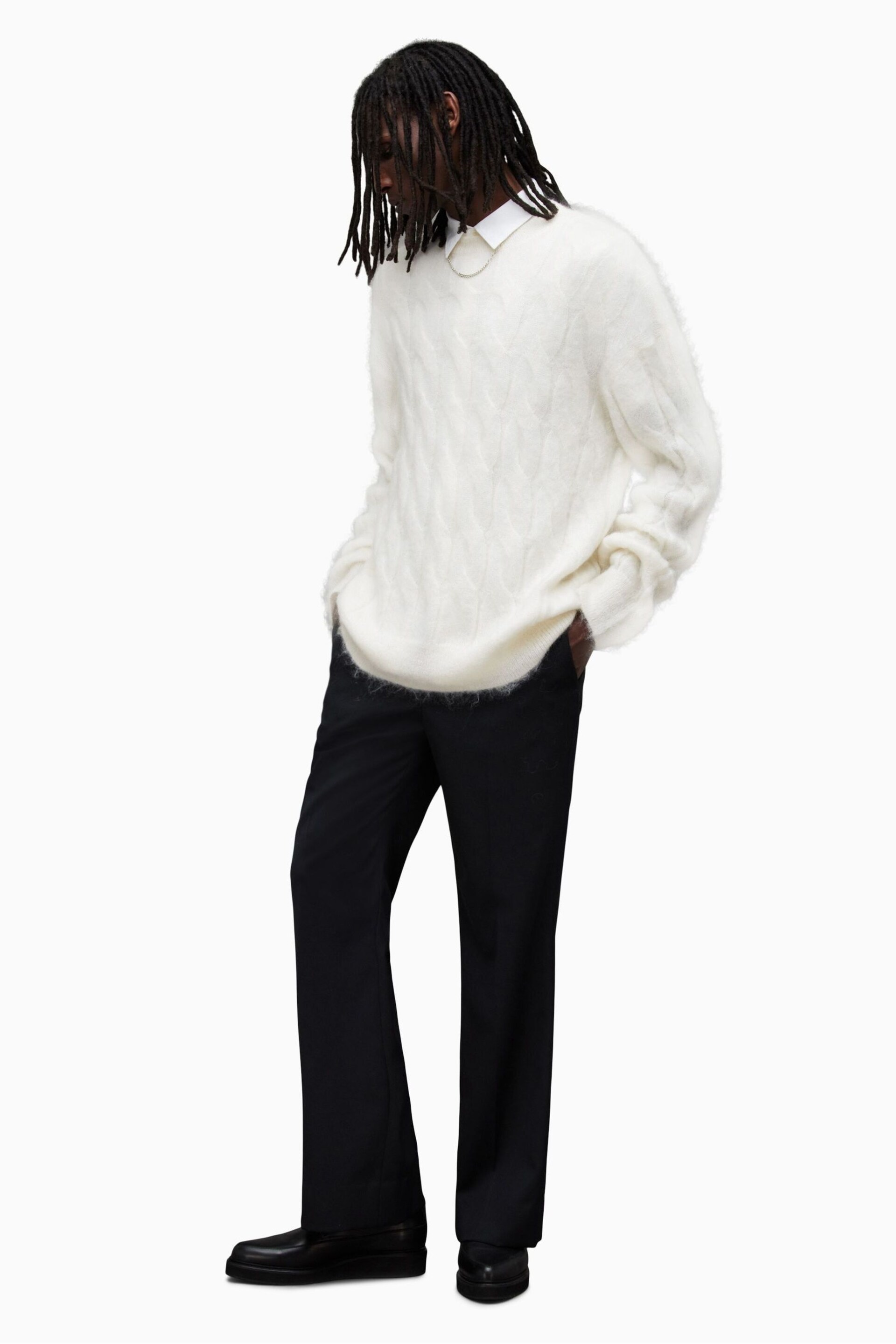 AllSaints White Kosmic Crew Jumper - Image 5 of 10