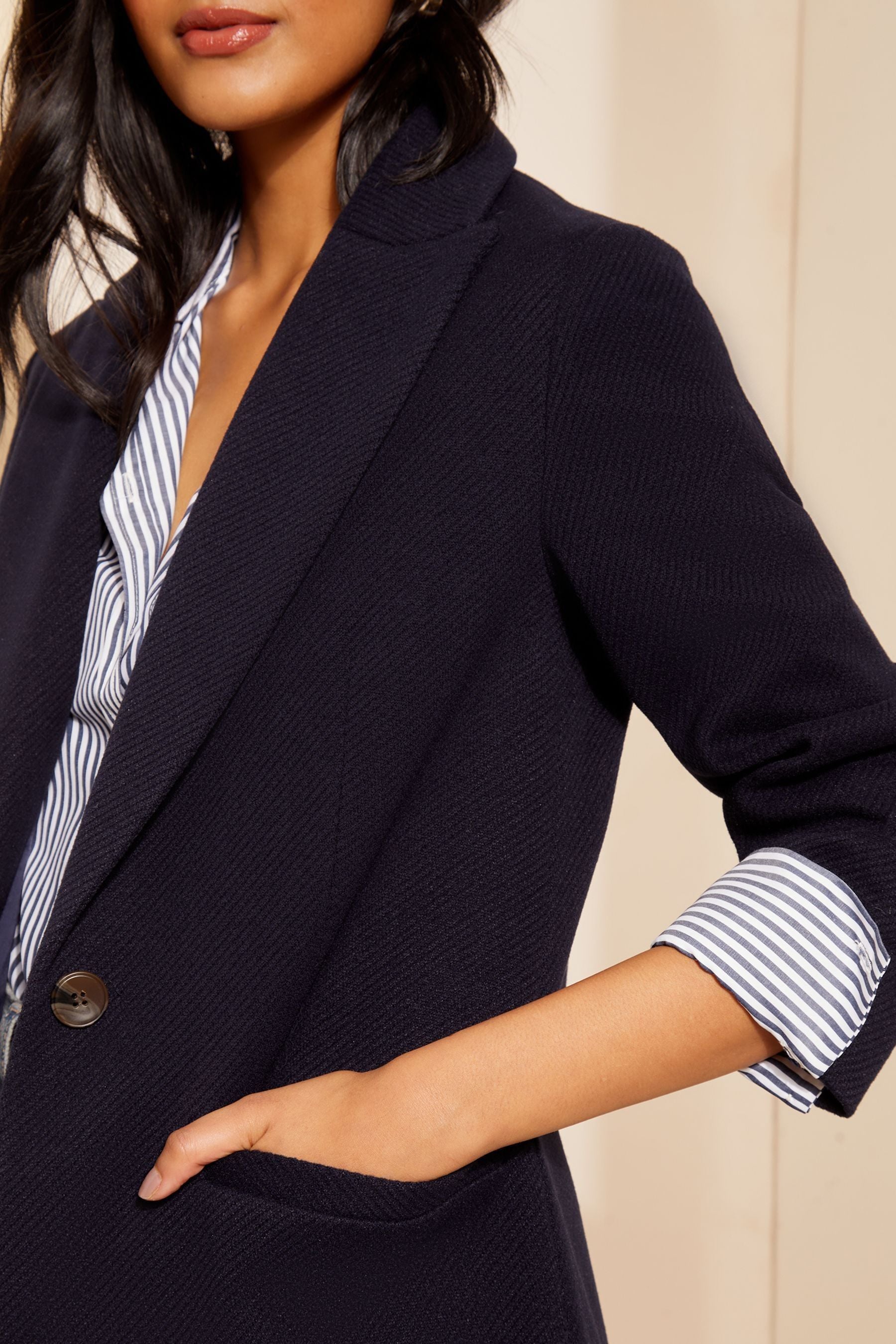 Navy tailored coat womens deals