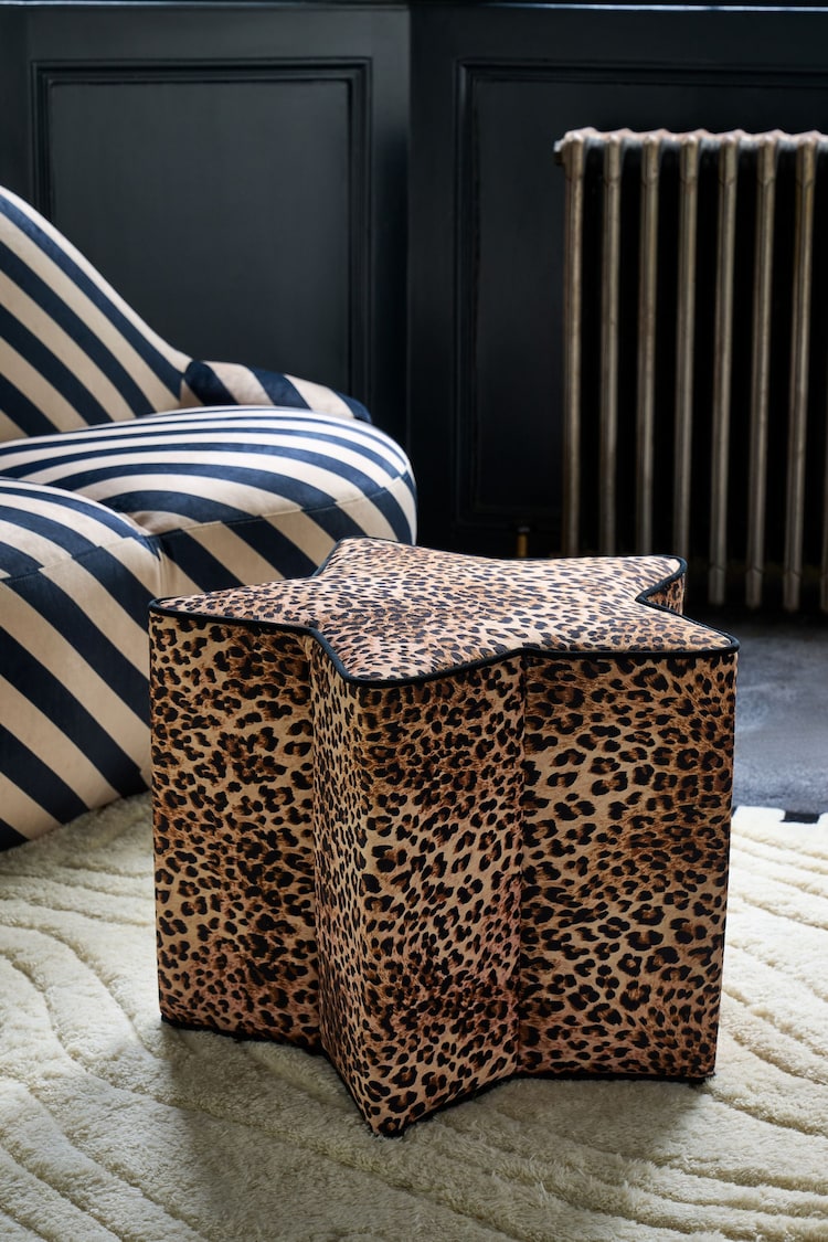 Rockett St George Leopard Love Velvet Star Stool - Image 1 of 4