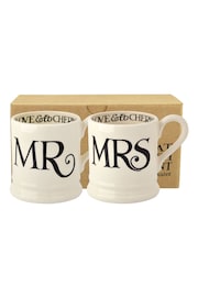 Emma Bridgewater Set of 2 Cream Black Toast Mr & Mrs 1/2 Pint Mugs Boxed - Image 2 of 5