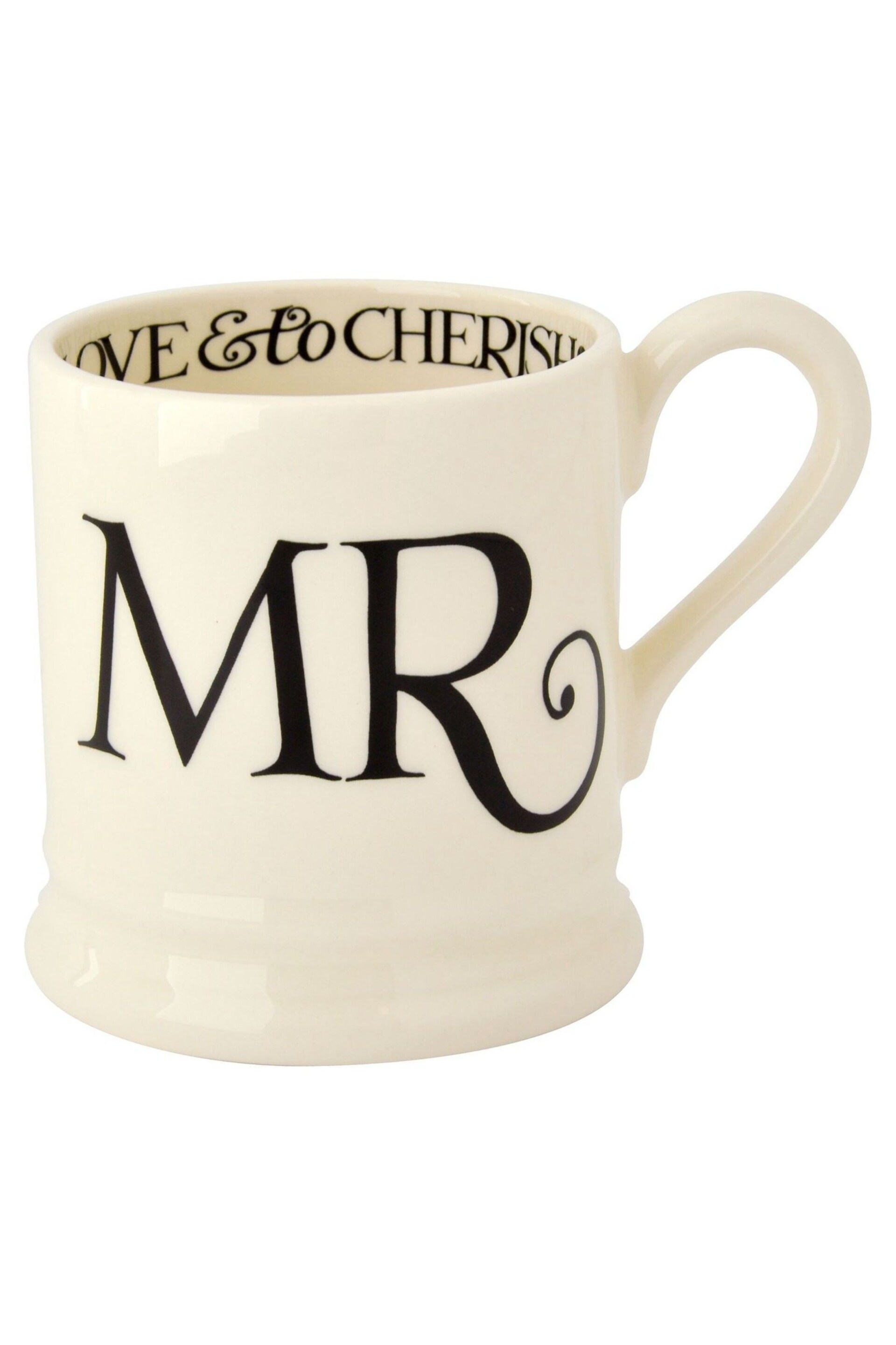 Emma Bridgewater Set of 2 Cream Black Toast Mr & Mrs 1/2 Pint Mugs Boxed - Image 3 of 5