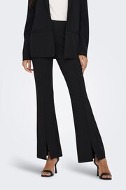 JDY Black High Waisted Flare Trousers with Front Split - Image 1 of 7