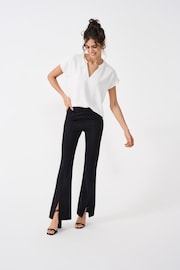 JDY Black High Waisted Flare Trousers with Front Split - Image 4 of 7