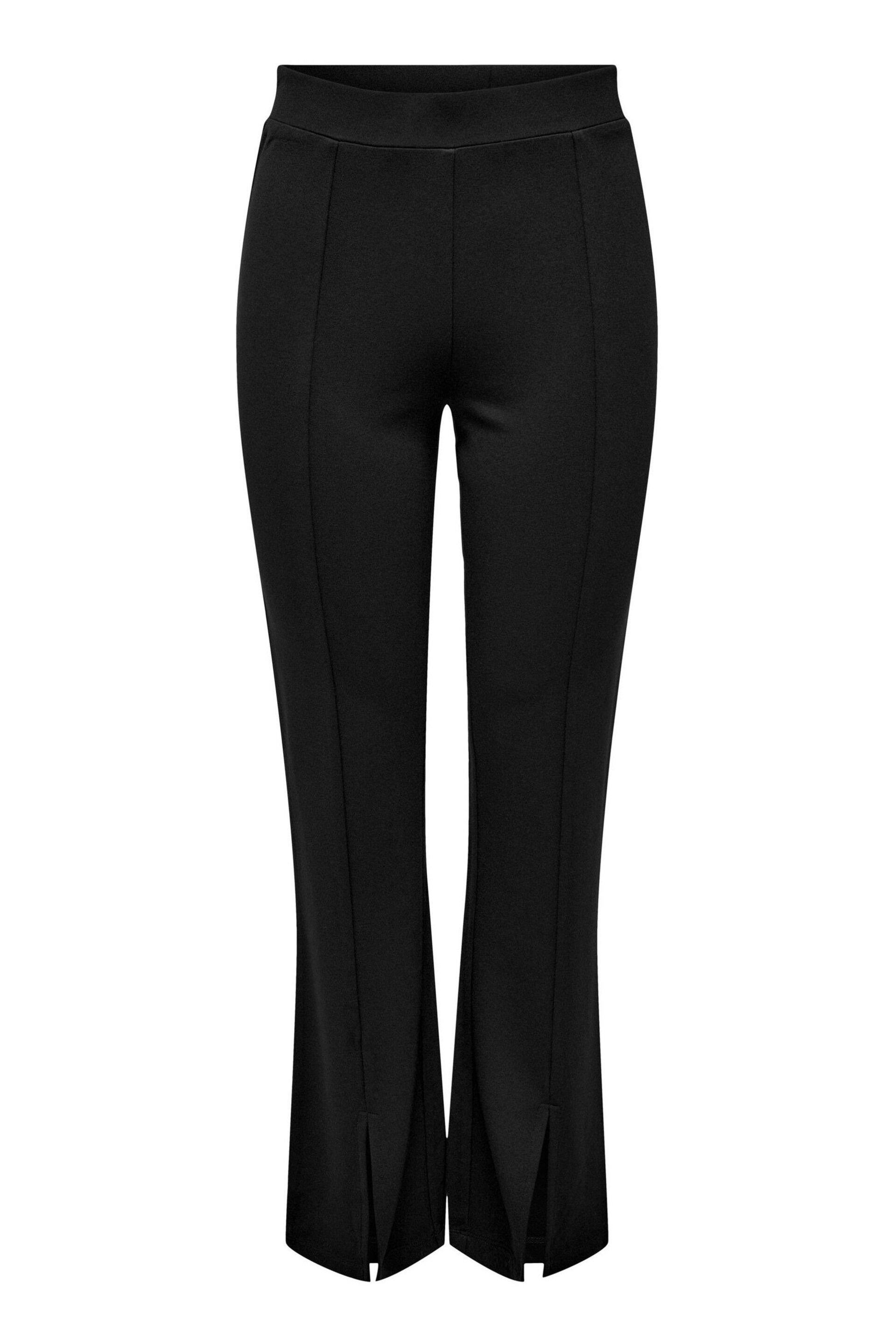 JDY Black High Waisted Flare Trousers with Front Split - Image 7 of 7