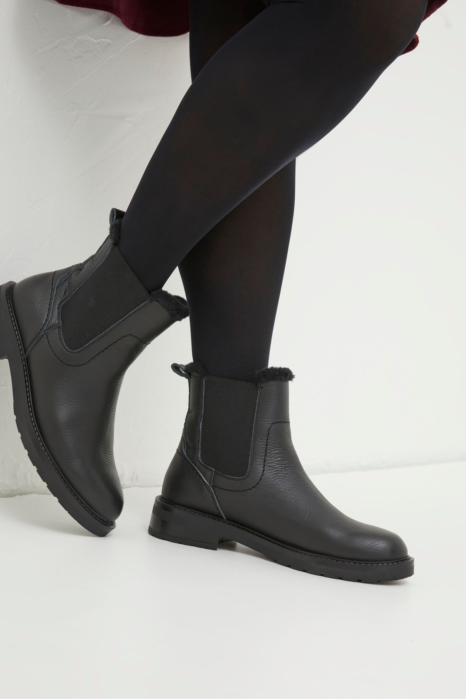 Buy FatFace Black Blake Faux Fur Lined Chelsea Boots from Next Luxembourg