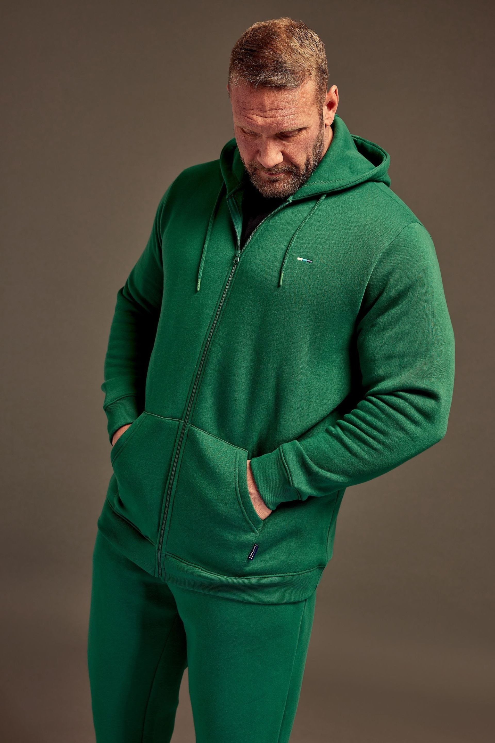 BadRhino Big & Tall Green Zip Through Sweatshirt - Image 2 of 4