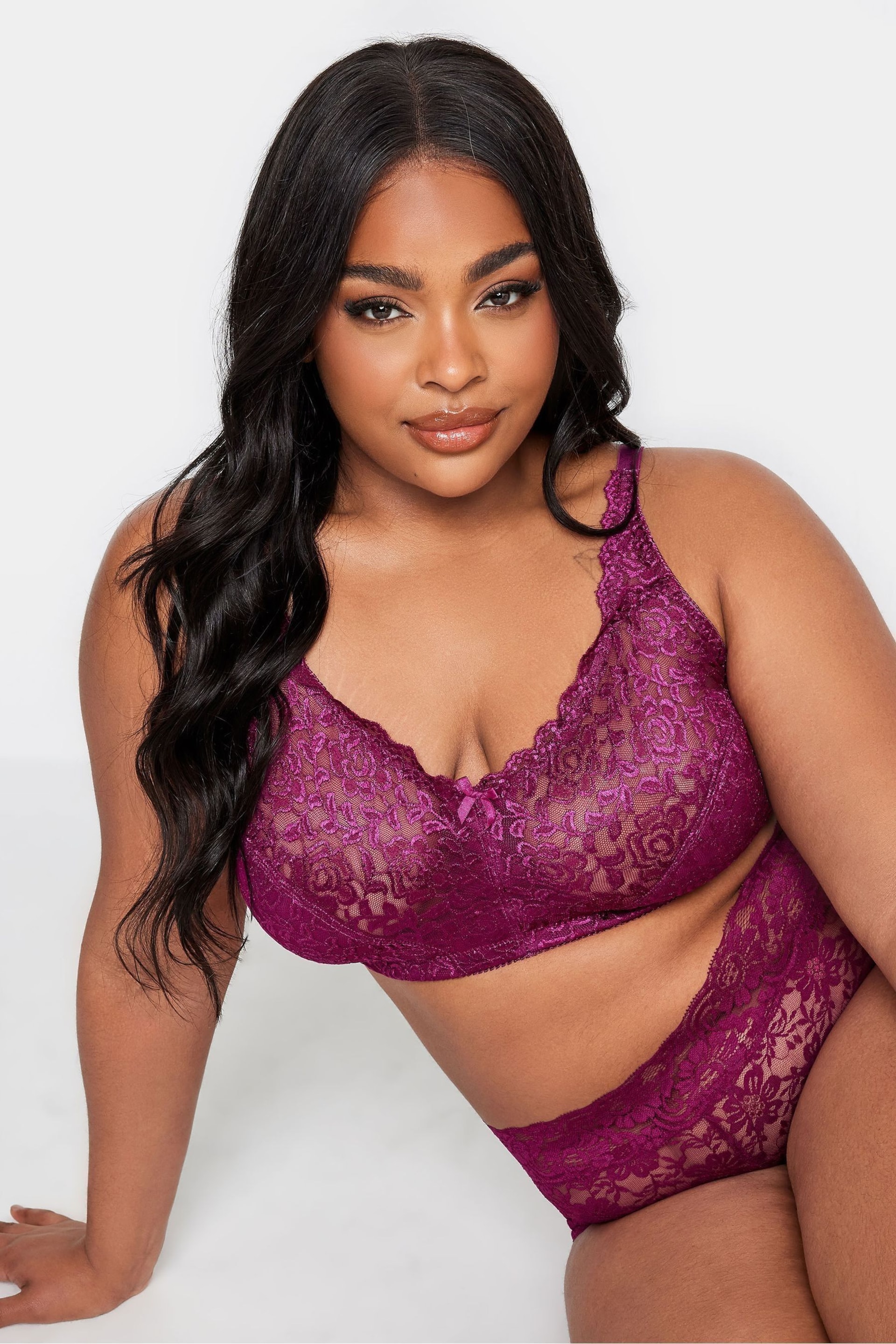 Yours Curve Pink Hi Shine Non Wired Non Padded Bra - Image 1 of 4