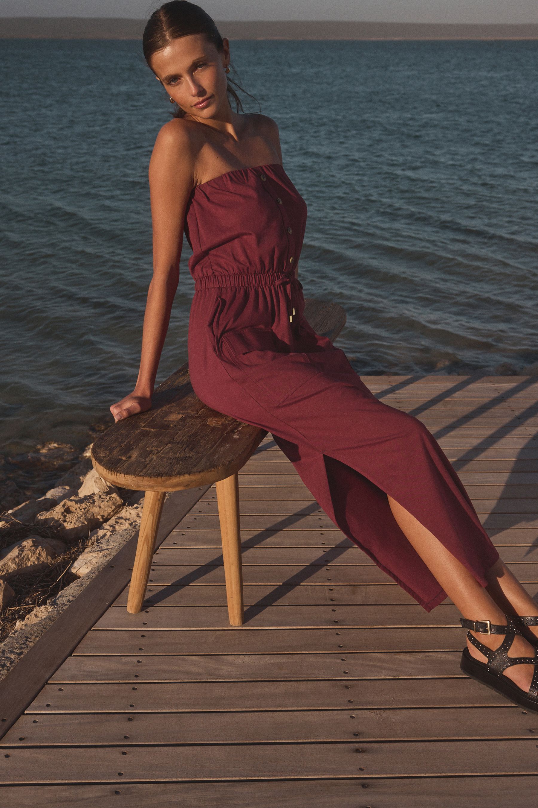 Red utility dress discount