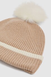 Reiss Camel Hattie Wool Ribbed Pom-Pom Hat - Image 5 of 5